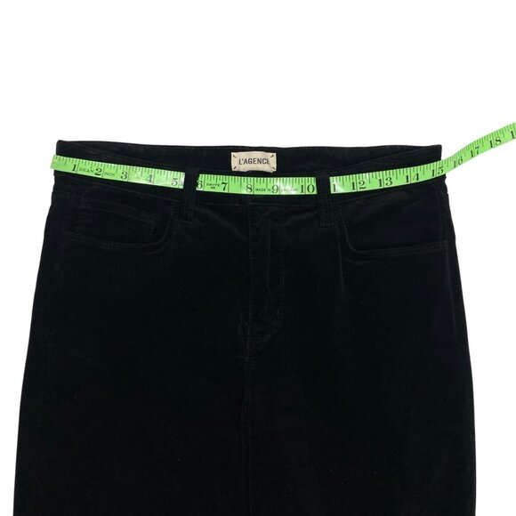 L' Agence Solana Black Velvet Flared Pants, Size 28 (Measures 30.5 x 30.25 in) - Picture 5 of 11